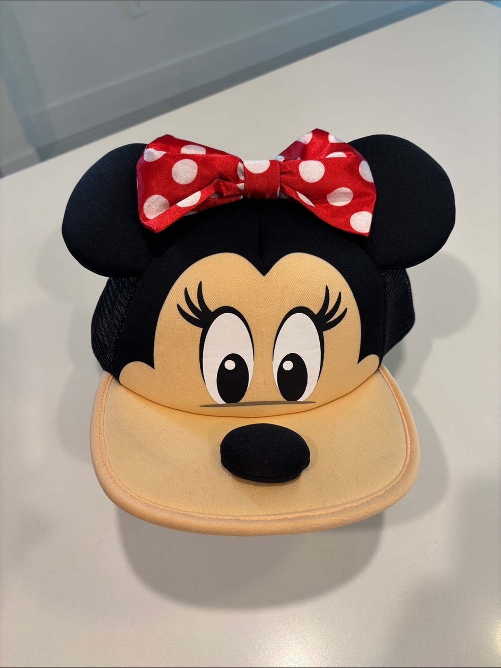 Disney Minnie Mouse Black Cap with Red Polka Dot Bow